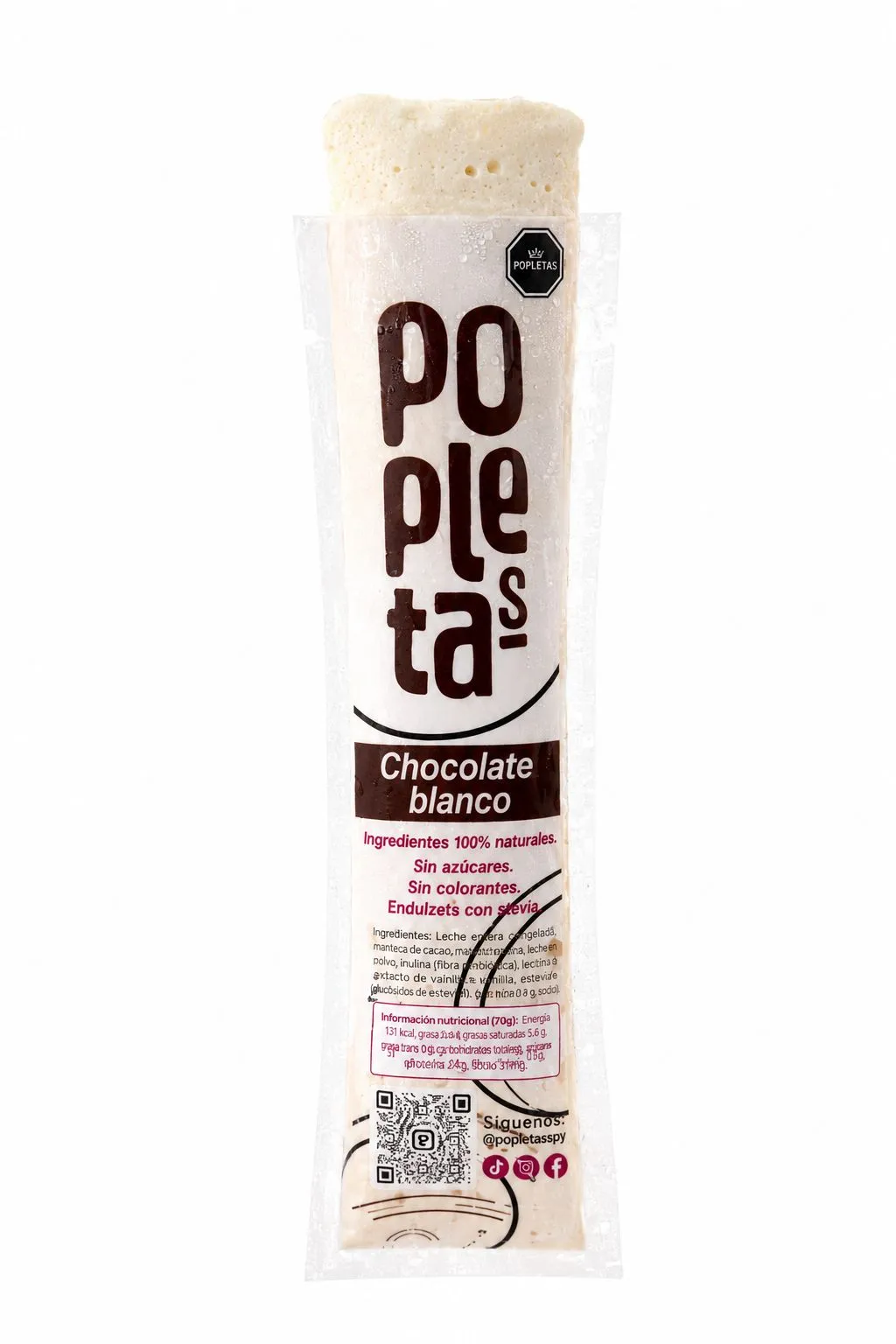 Paleta Popletas sabor Chocolate Blanco