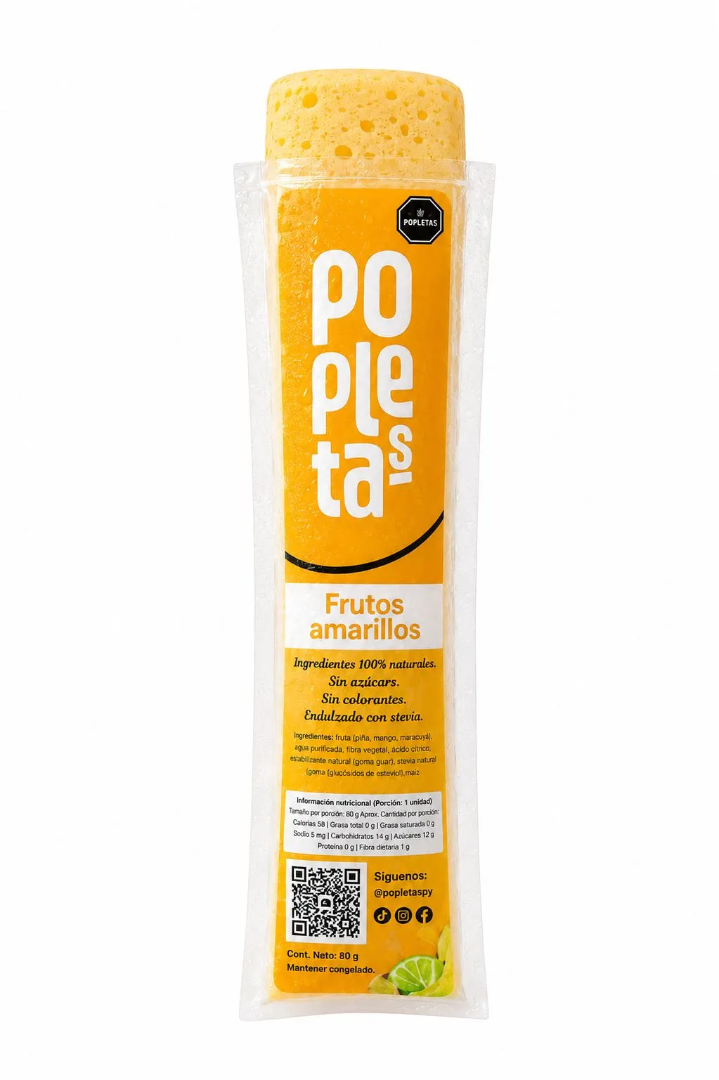 Paleta Popletas sabor Frutos Amarillos